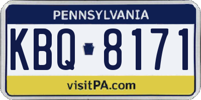 PA license plate KBQ8171
