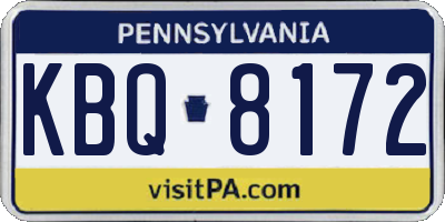 PA license plate KBQ8172