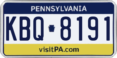 PA license plate KBQ8191
