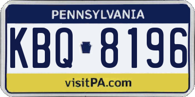 PA license plate KBQ8196
