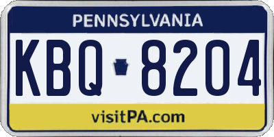 PA license plate KBQ8204