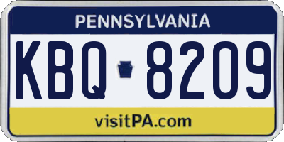 PA license plate KBQ8209