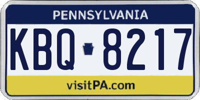 PA license plate KBQ8217