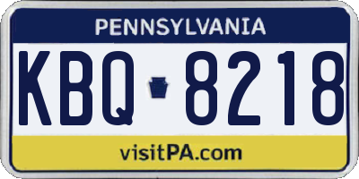 PA license plate KBQ8218