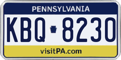 PA license plate KBQ8230