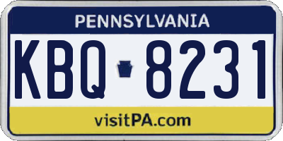 PA license plate KBQ8231