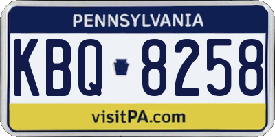 PA license plate KBQ8258