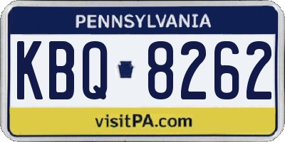 PA license plate KBQ8262