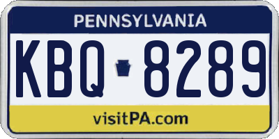 PA license plate KBQ8289