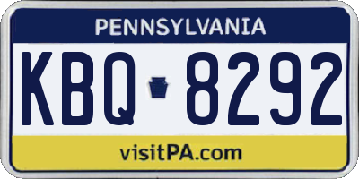 PA license plate KBQ8292