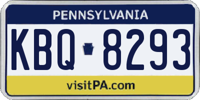PA license plate KBQ8293