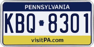PA license plate KBQ8301