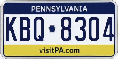 PA license plate KBQ8304