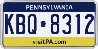 PA license plate KBQ8312