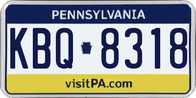PA license plate KBQ8318