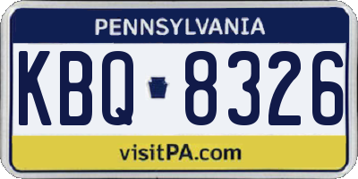 PA license plate KBQ8326