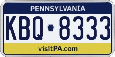 PA license plate KBQ8333