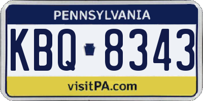 PA license plate KBQ8343