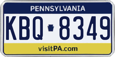 PA license plate KBQ8349