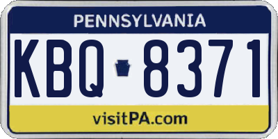 PA license plate KBQ8371