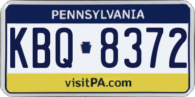 PA license plate KBQ8372
