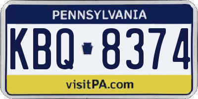 PA license plate KBQ8374
