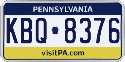 PA license plate KBQ8376