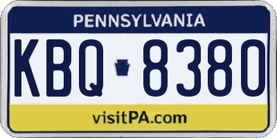 PA license plate KBQ8380