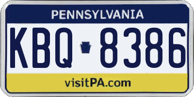 PA license plate KBQ8386