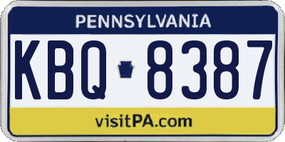 PA license plate KBQ8387