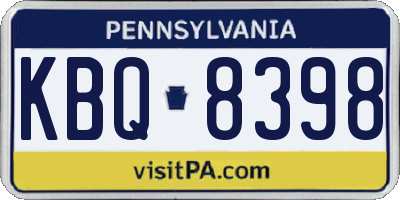 PA license plate KBQ8398