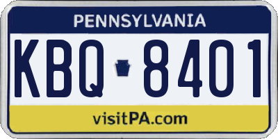 PA license plate KBQ8401
