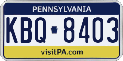 PA license plate KBQ8403