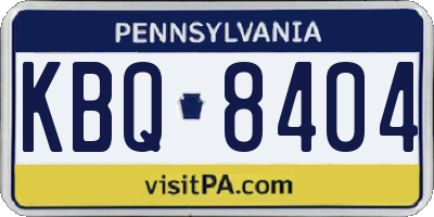 PA license plate KBQ8404