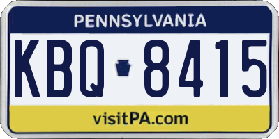 PA license plate KBQ8415