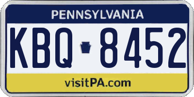 PA license plate KBQ8452