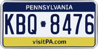 PA license plate KBQ8476