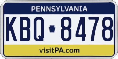 PA license plate KBQ8478