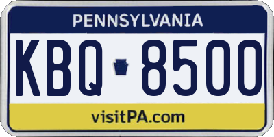 PA license plate KBQ8500