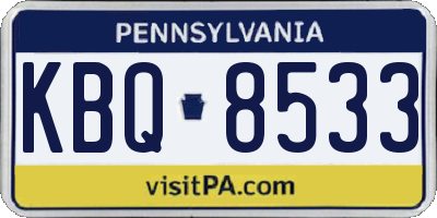 PA license plate KBQ8533