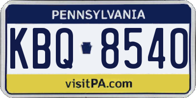 PA license plate KBQ8540