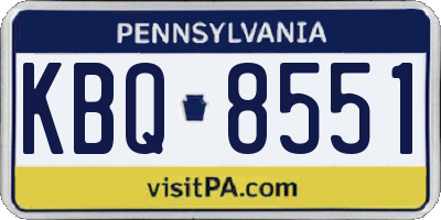 PA license plate KBQ8551
