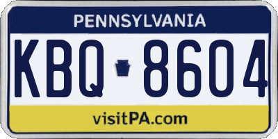 PA license plate KBQ8604