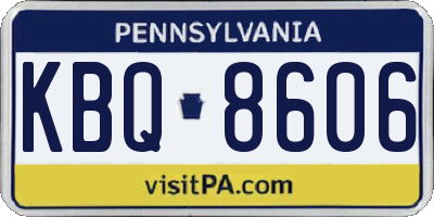 PA license plate KBQ8606