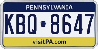 PA license plate KBQ8647