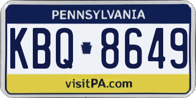 PA license plate KBQ8649