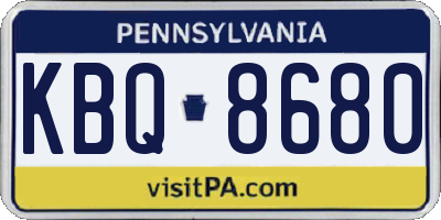 PA license plate KBQ8680