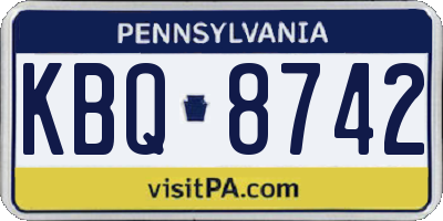 PA license plate KBQ8742