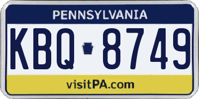 PA license plate KBQ8749