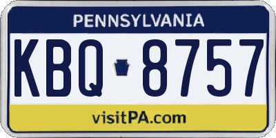 PA license plate KBQ8757